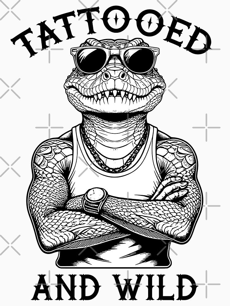 Tattooed And Wild Funny Inked Alligator Animal Tattoo Lover by GrandeDuc