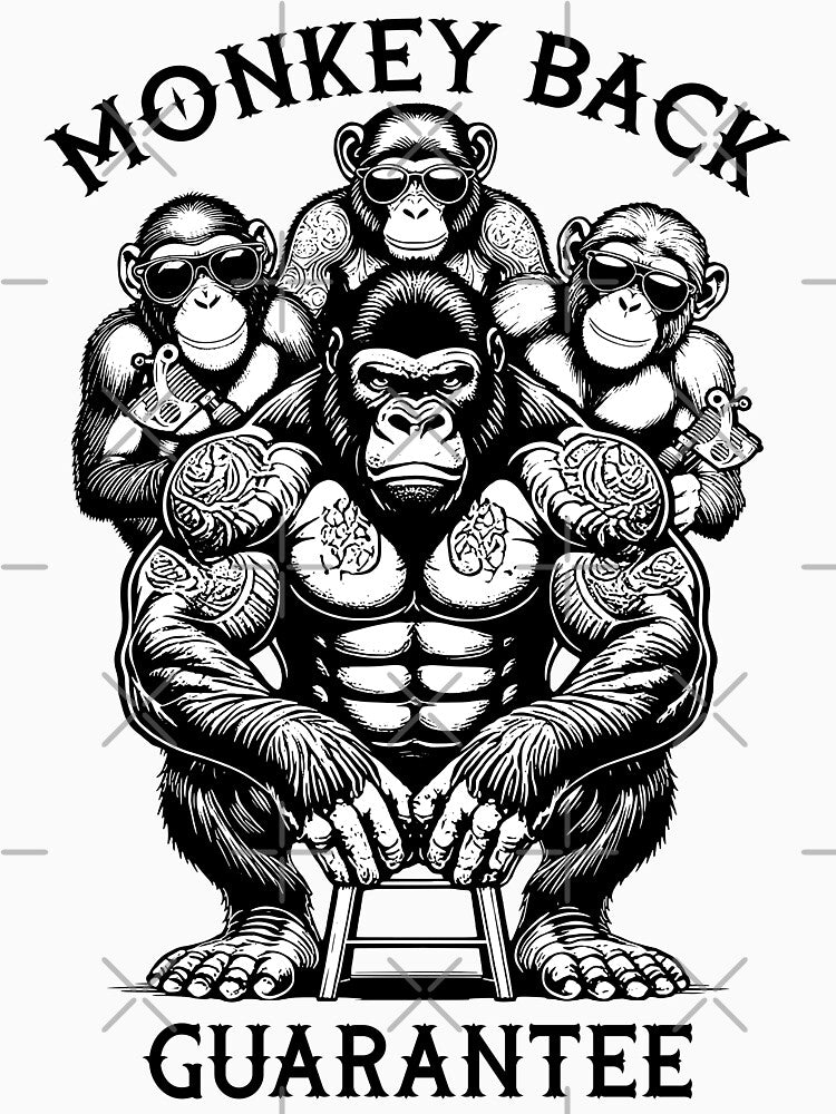 Funny Tattooed Gorilla Monkey Back Guarantee Tattoo Lover by GrandeDuc