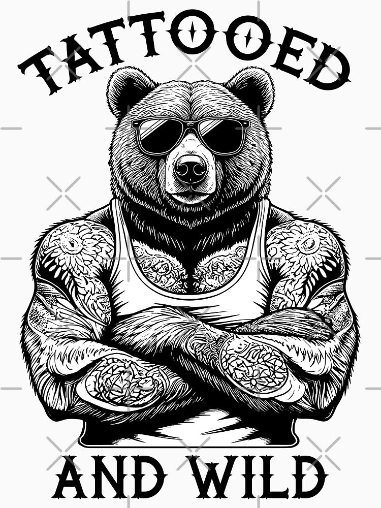 Tattooed And Wild Funny Inked Bear Animal Tattoo Lover by GrandeDuc
