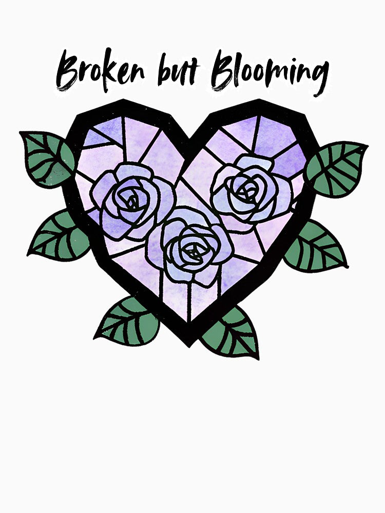 Broken but Blooming Stained Glass Heart by PettyPotion33