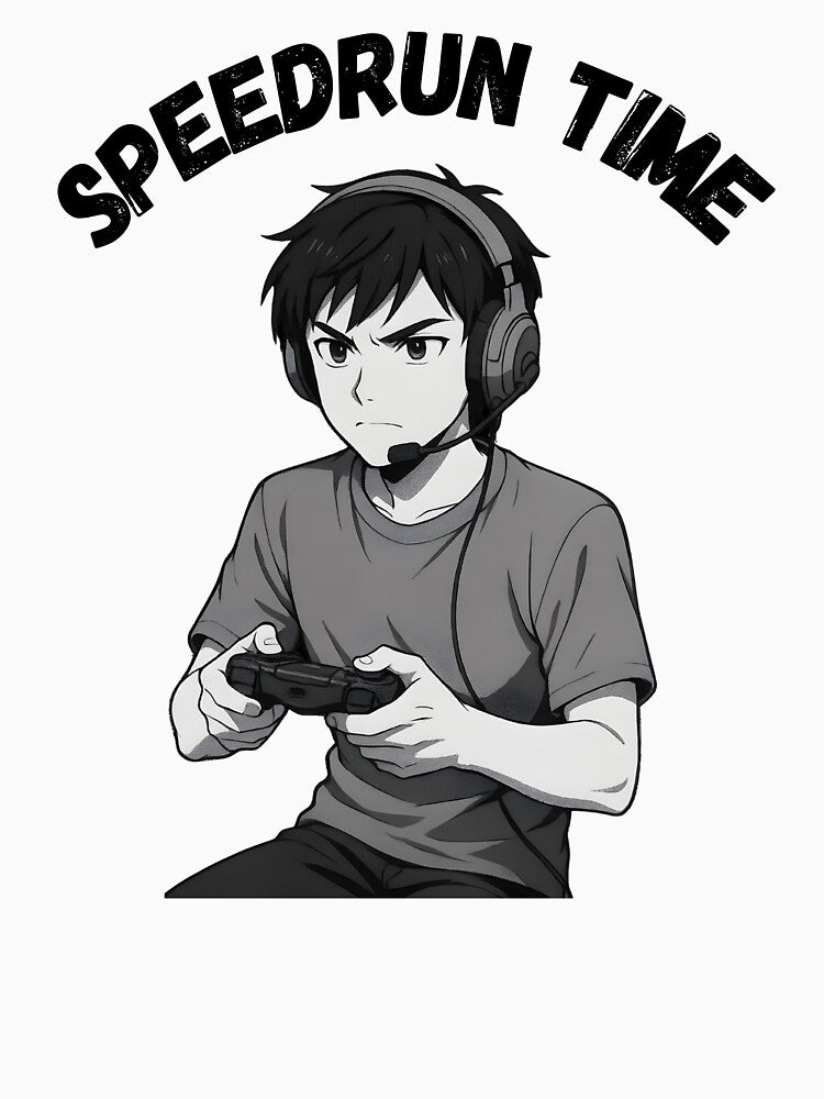Speedrun Time Anime Gamer – Competitive Gaming Illustration by PHRASEandSTYLE