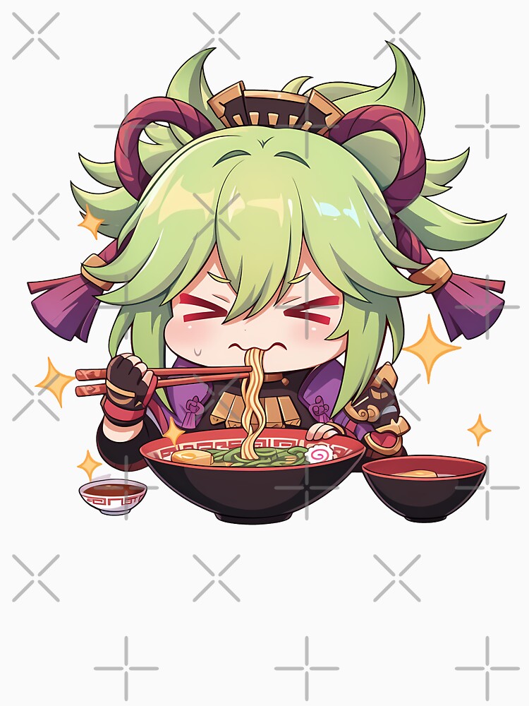 Kuki Shinobu Genshin Impact Kawaii Chibi Ramen Noodles Spicy Determination by mildaclairmo