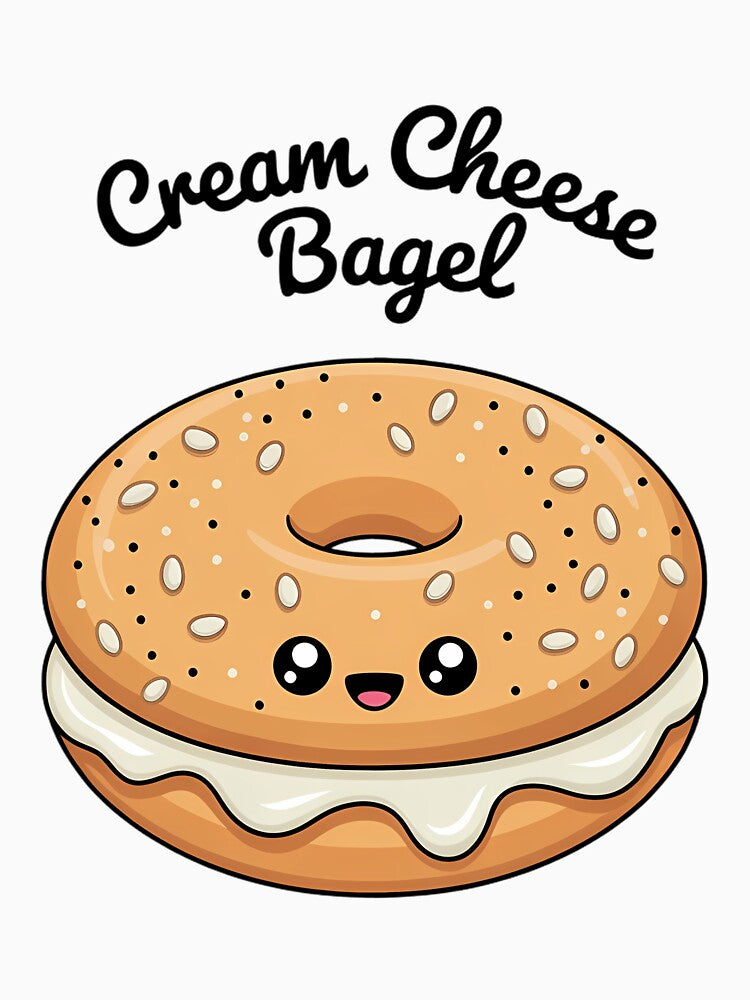 Cream Cheese Bagel Cute Kawaii Breakfast by TyraYoung