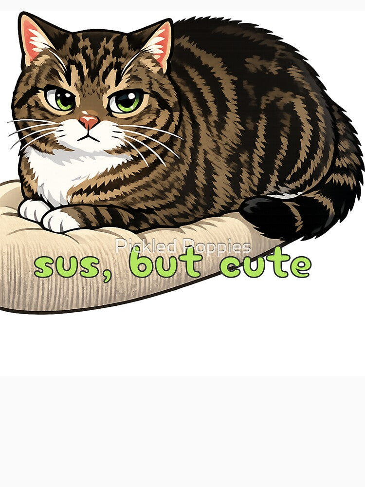 Sus, But Cute – Kawaii Judgmental Cat Illustration by Pickled Poppies