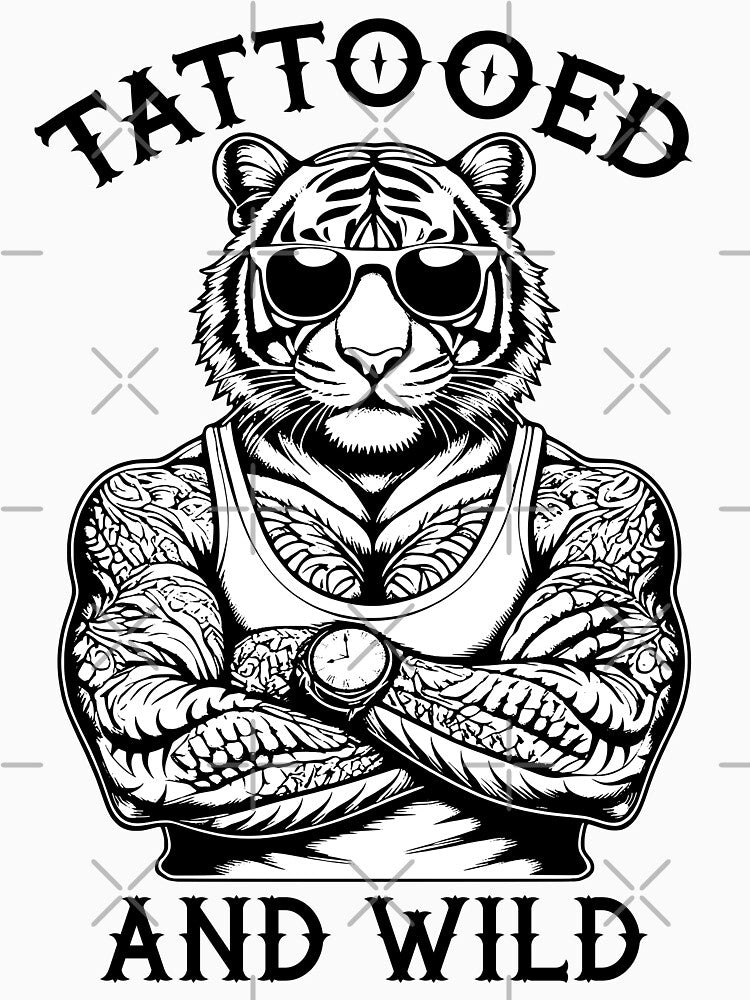 Tattooed And Wild Funny Inked Tiger Animal Tattoo Lover by GrandeDuc