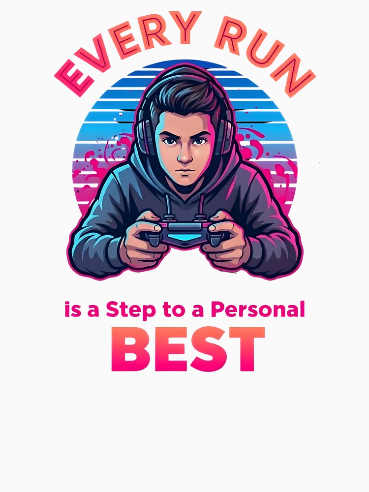 Every Run Is a Step to a Personal Best – Colorful Gamer Illustration by PHRASEandSTYLE