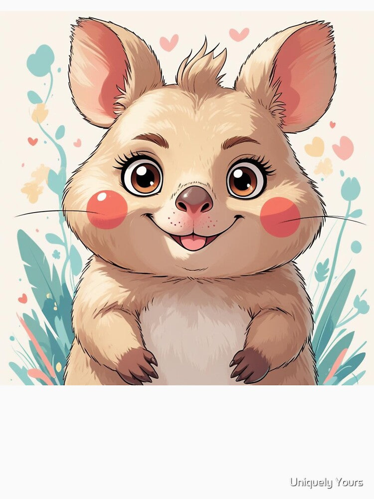 Cute Manga Chibi Quokka with Rosy Cheeks by Uniquely Yours