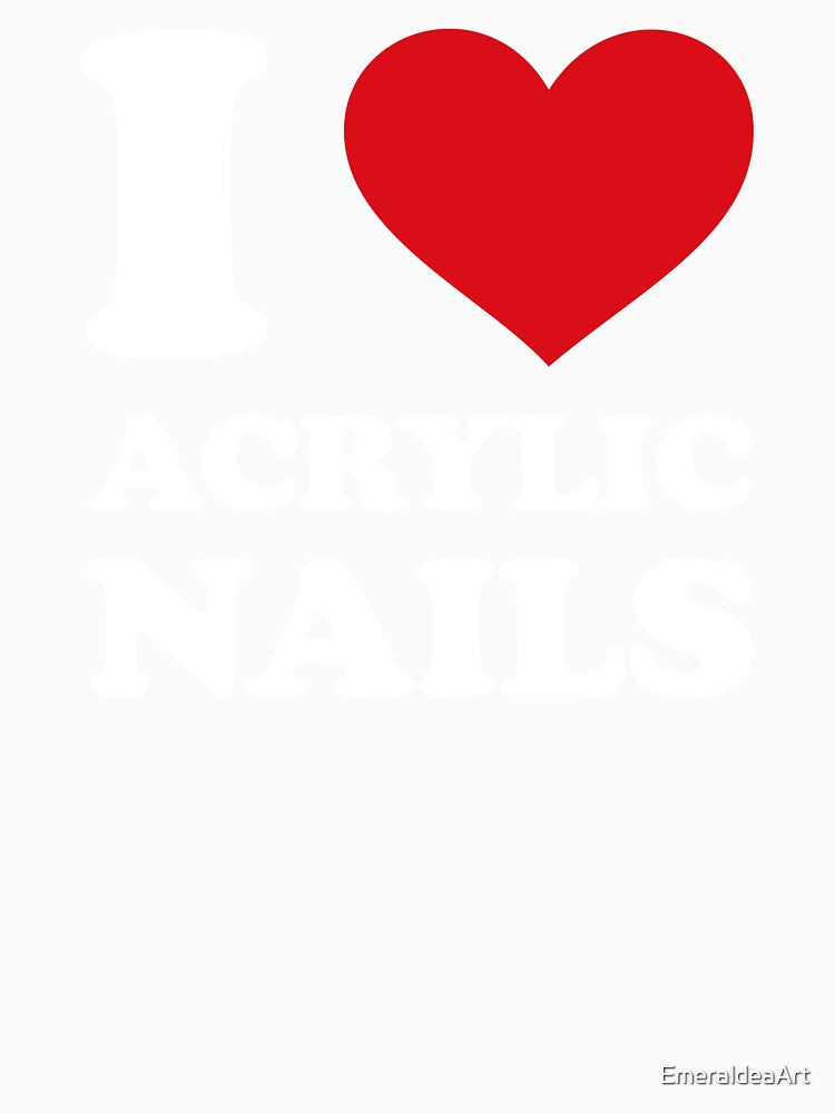 I Love Acrylic Nails ❤️ Minimal Red Heart Design White text by EmeraldeaArt