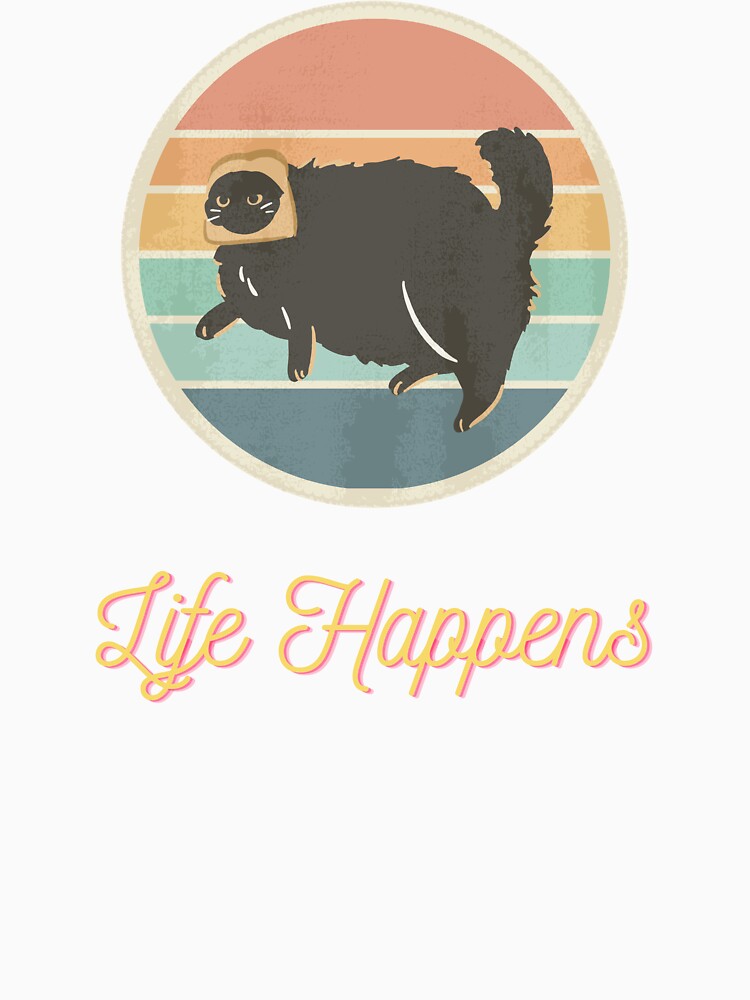 "Life Happens" - Bread Head Cat with Retro Vintage Sunset by RisenAgain - Quantum BrainGlitch | Designs