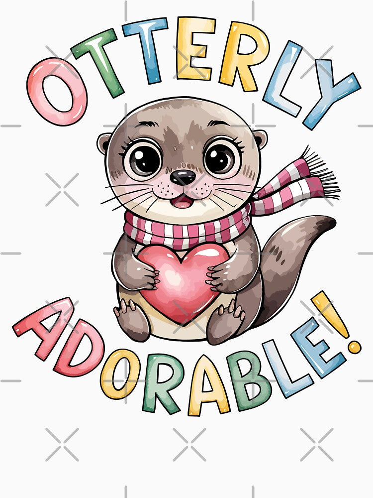 Otterly Adorable Watercolor Otter Holding Heart by WildlifeInc