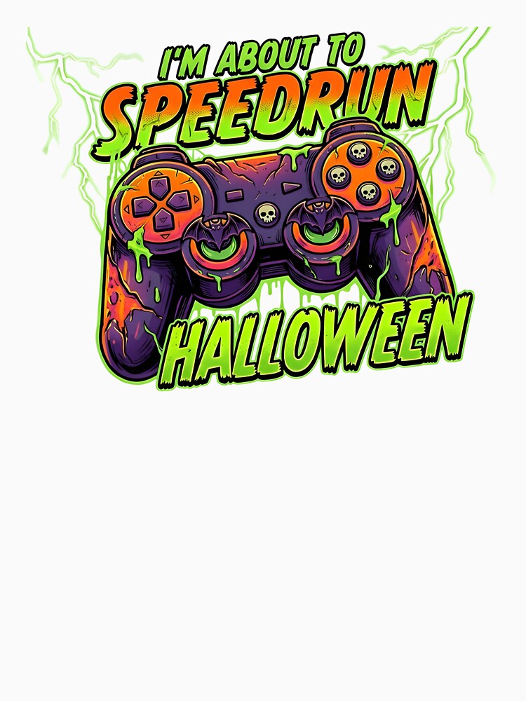 I'm About to Speedrun Halloween – Spooky Gamer Controller Illustration by PHRASEandSTYLE
