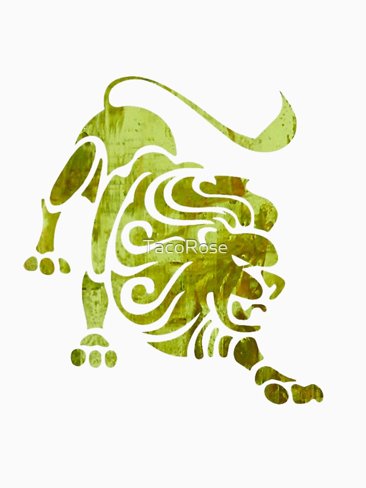 Leo Zodiac Symbol Silhouette Design With August Birthstone Peridot Background by TacoRose