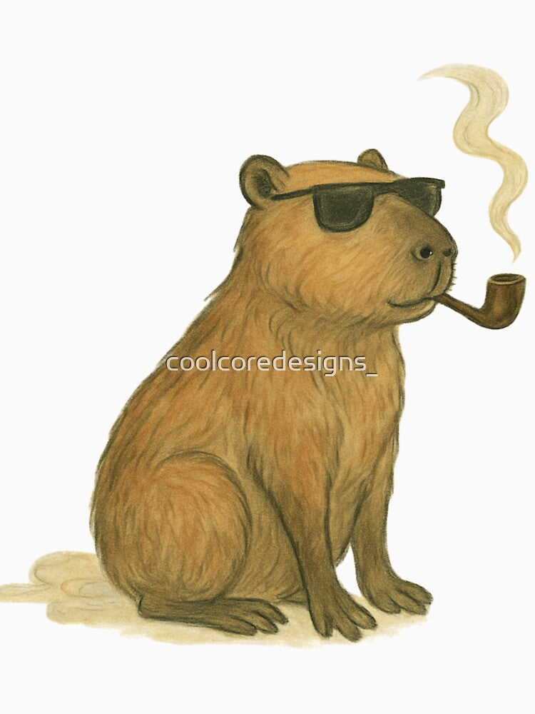 Zen Capybara – Chill Japanese Aesthetic Capybara With Sunglasses & Pipe by coolcoredesigns_