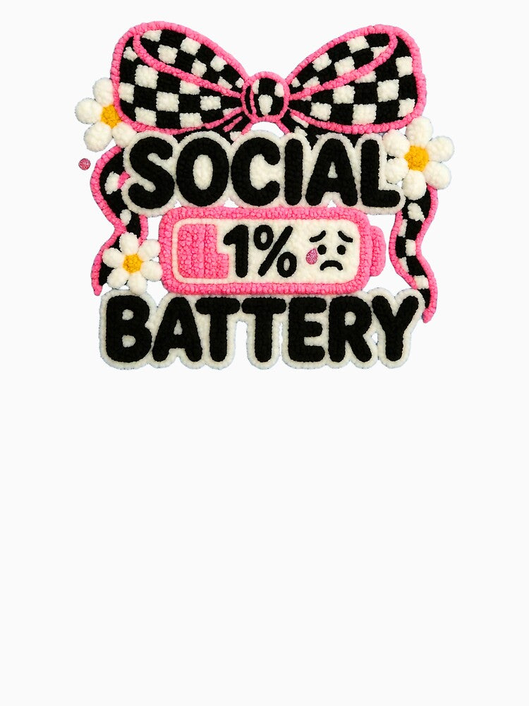 Social Anxiety Battery – Recharge Needed Mental Health Sticker by Suzy Perez Art