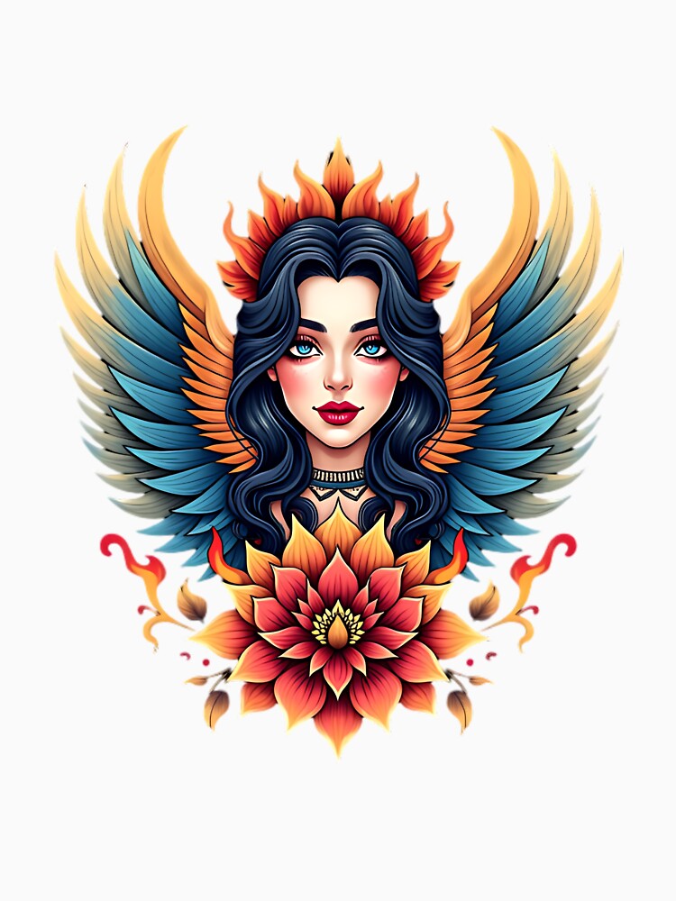 Traditional Winged Woman Tattoo Art by macadolie