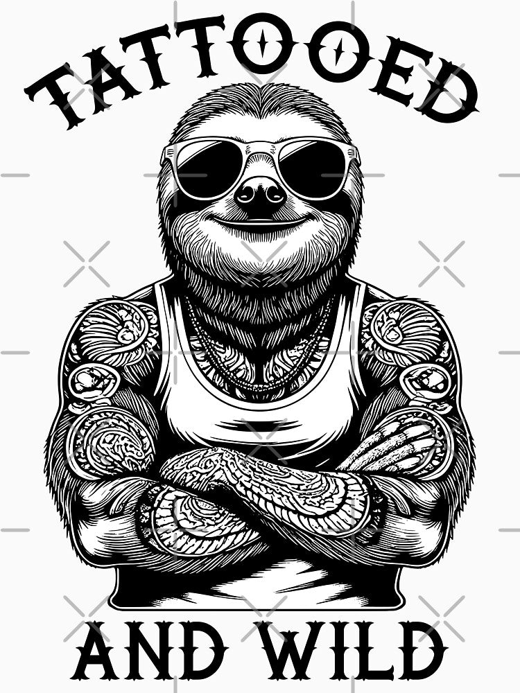 Tattooed And Wild Funny Inked Sloth Animal Tattoo Lover by GrandeDuc