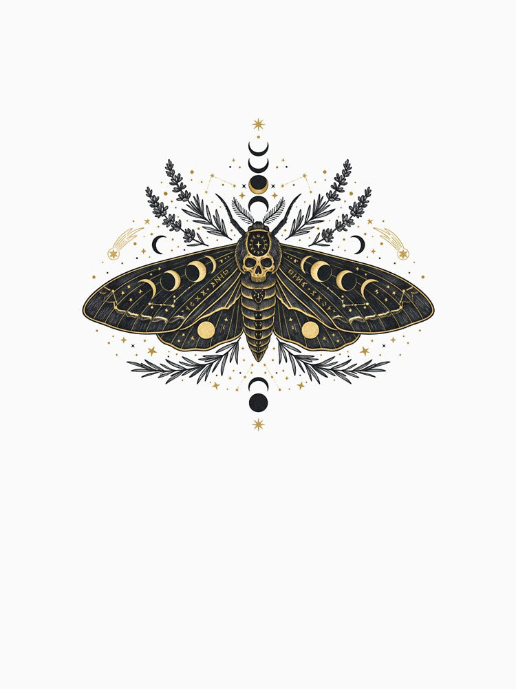 Dark Academia Death Head Moth Celestial Moon Phases by Maclaw200d