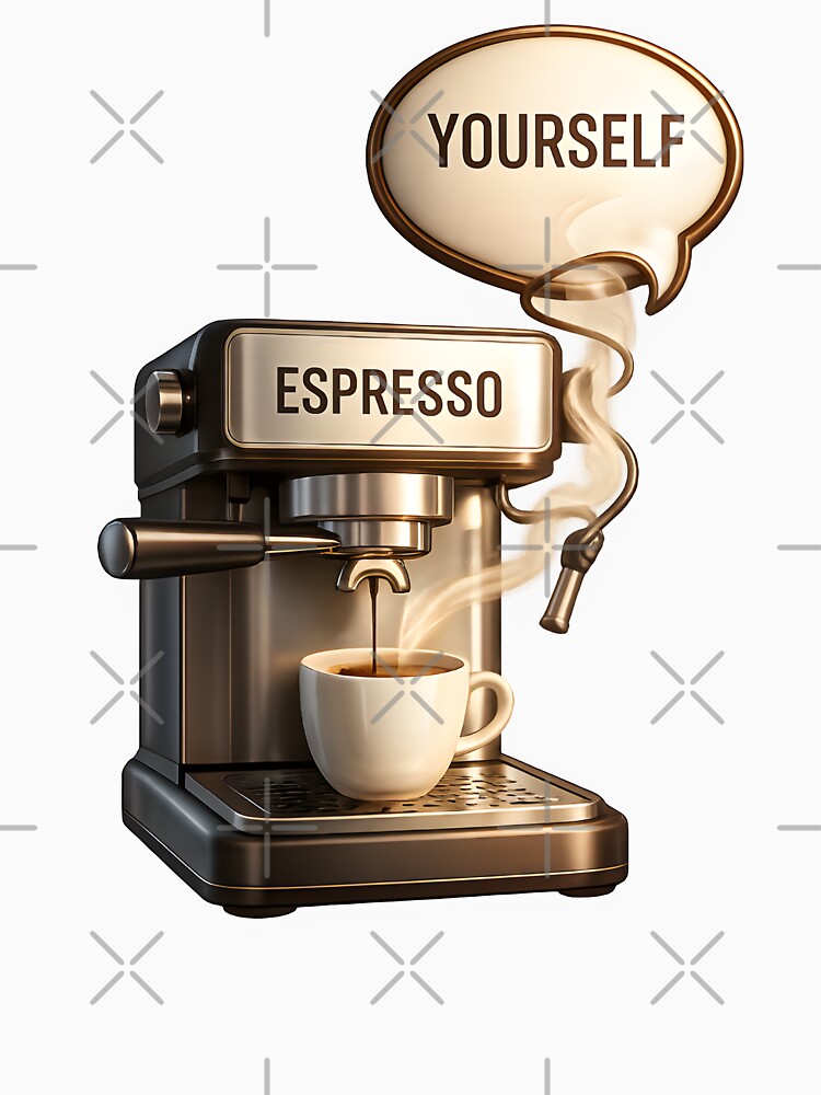 Espresso Yourself Funny Coffee Quote | 3D Espresso Machine Design | Barista Humor Gift by Divakar Fashion