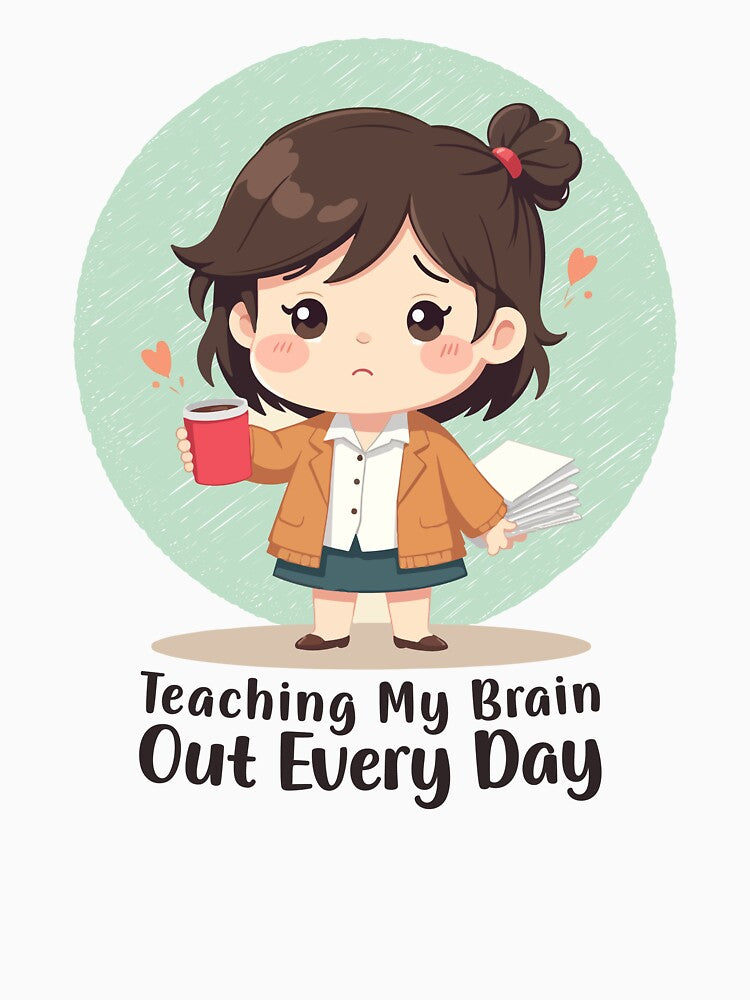 Teaching My Brain Out Every Day Tired Teacher Cartoon Shirt – Funny Teacher Life T-Shirt by Design-Pro-21