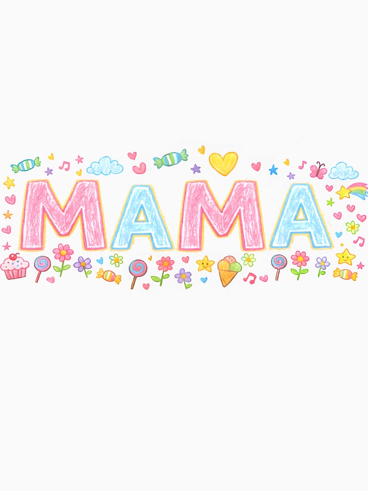 Colorful MAMA Design for Mom, Mother's Day Gift, Cute Mama Sublimation PNG, Sweet Candy Flowers Rainbow Art by Lozarux