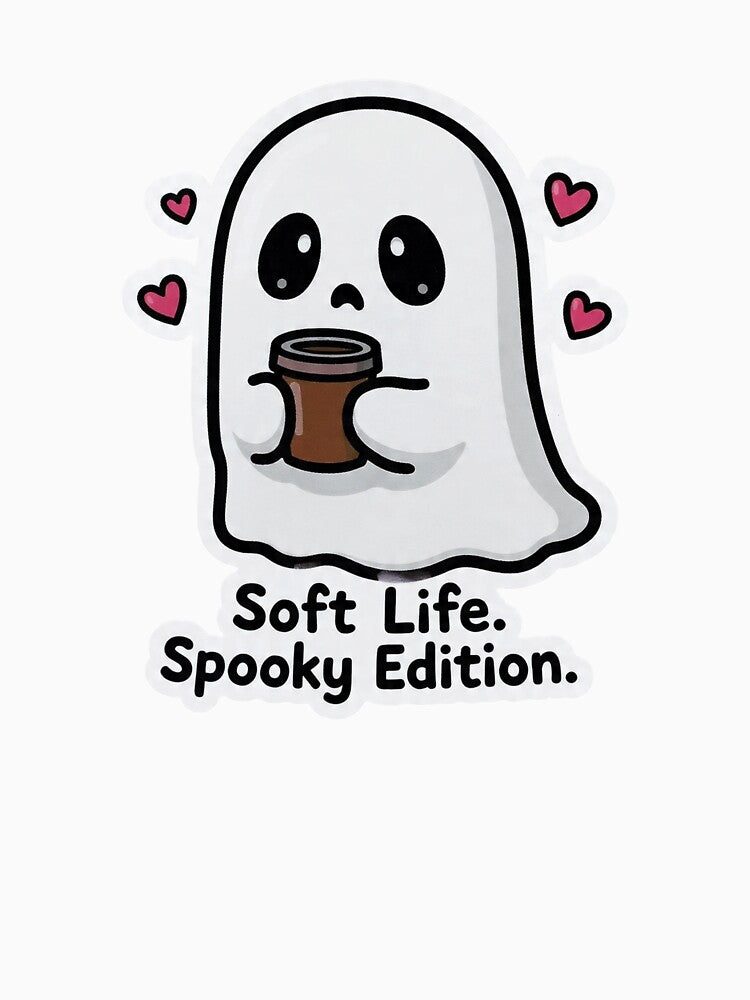 Soft Life Spooky Edition Ghost Coffee Cute Funny Design by BooDesignStudio