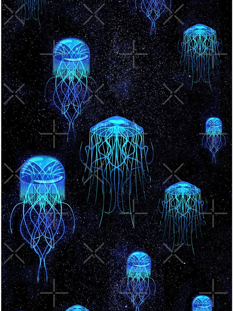 Glowing Jellyfish neon blue backpack by Nishad4