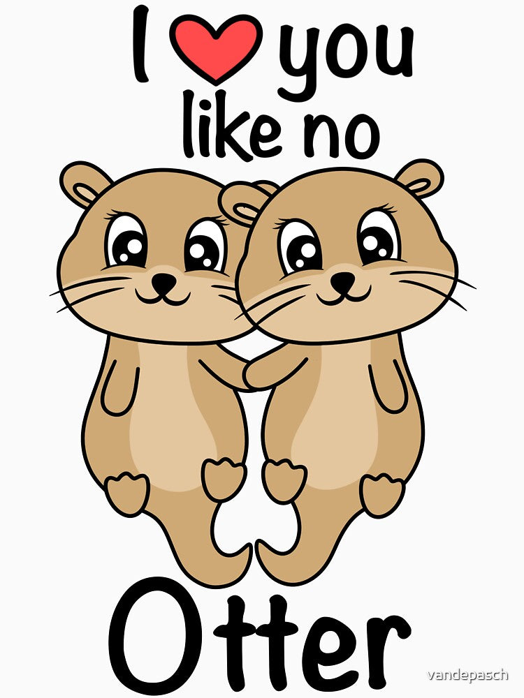 cute valentine otter couple holding hands by vandepasch