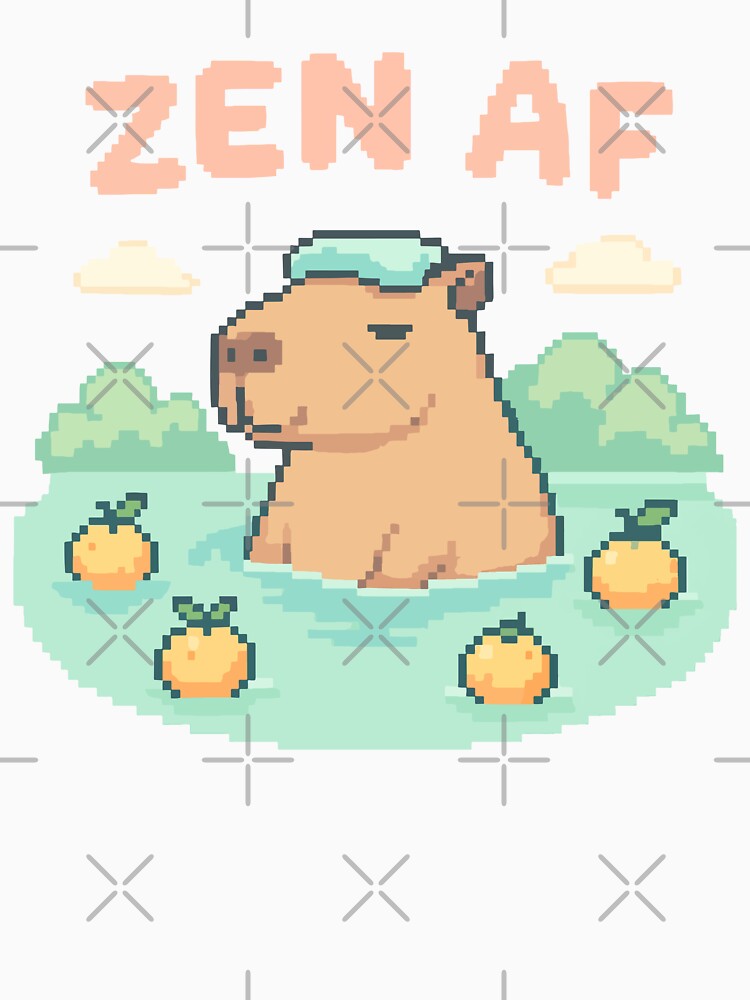 Zen AF Capybara – Hot Spring Pixel Art Chill Vibes by NaturePixel