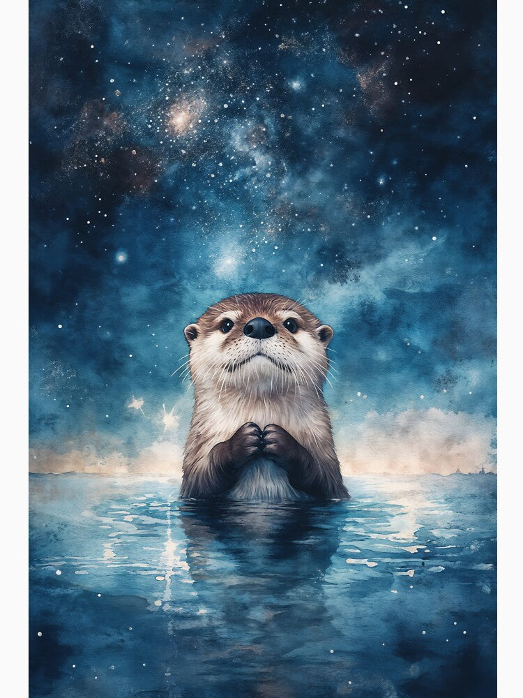 Cosmic Curiosity – Otter Beneath the Stars by AshiraCreations