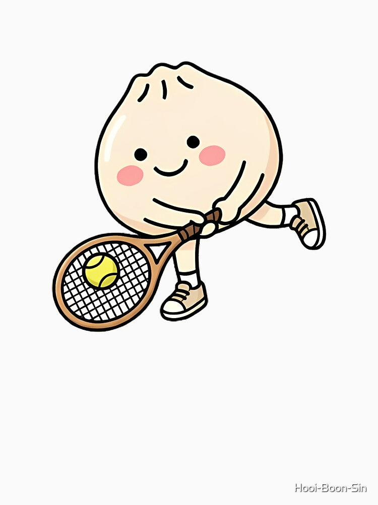 Kawaii Tennis Bao Dumpling Sport Art by Hooi-Boon-Sin