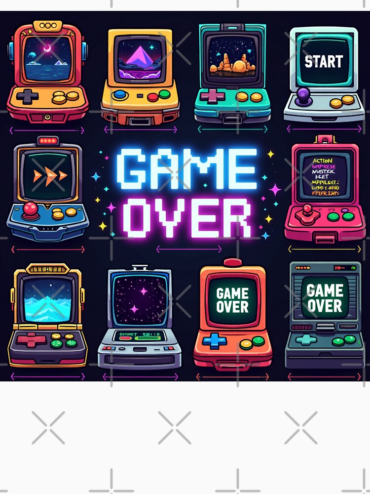 80s Retro Arcade Game Over Graphic - Vintage Gaming Design by GiftedExplorer