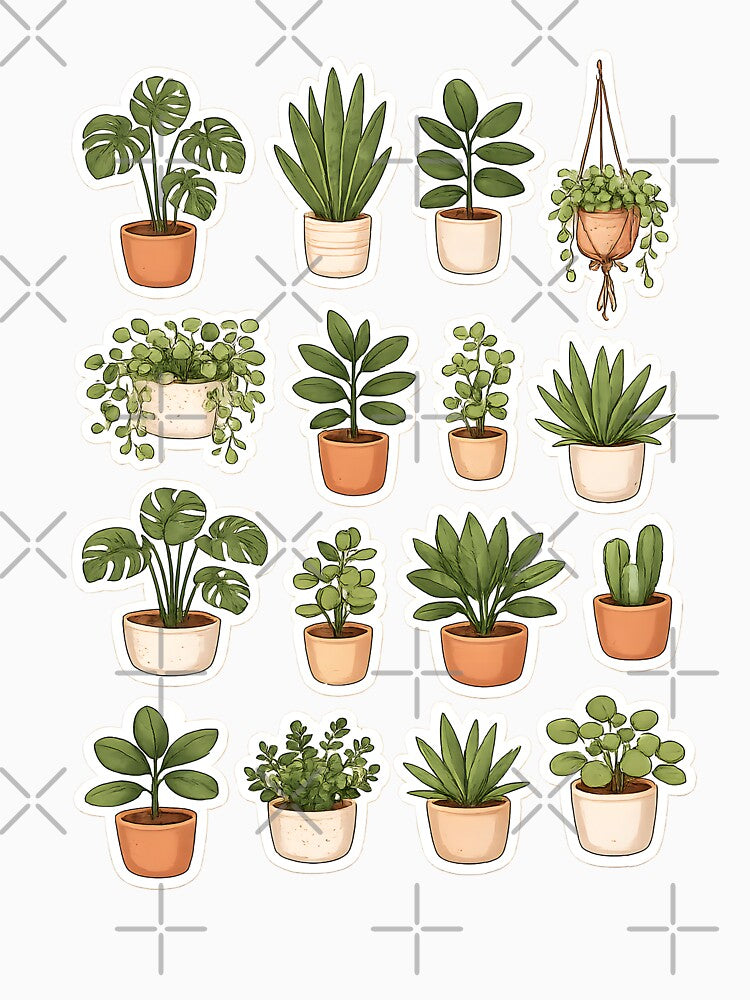 Botanical Houseplant Sticker Collection – Cozy Indoor Plant Lovers Design by blankTeeShirt