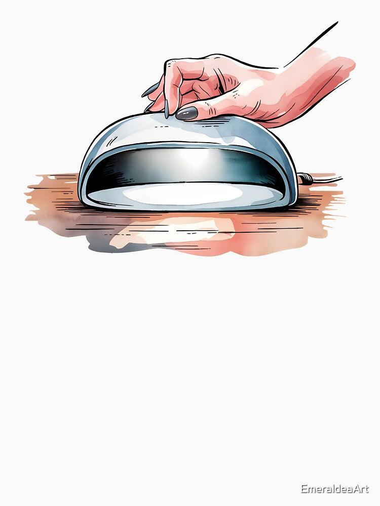 hand on nail lamp watercolor art by EmeraldeaArt
