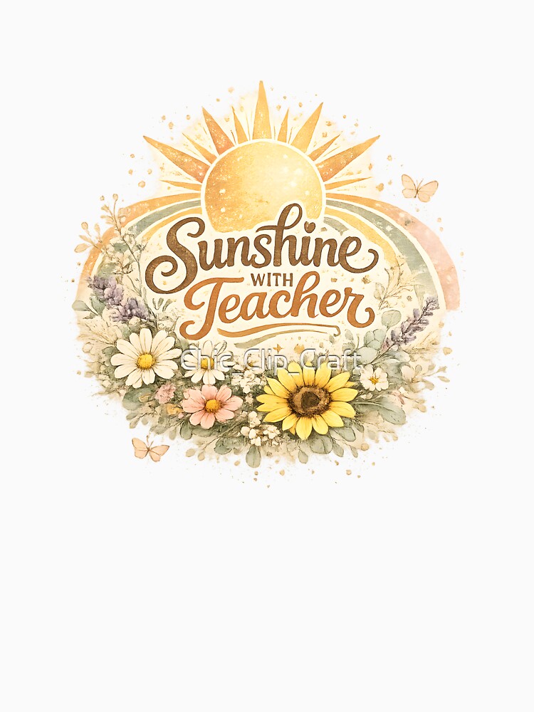 Sunshine With Teacher Floral Rainbow Watercolor by Chic_Clip_Craft