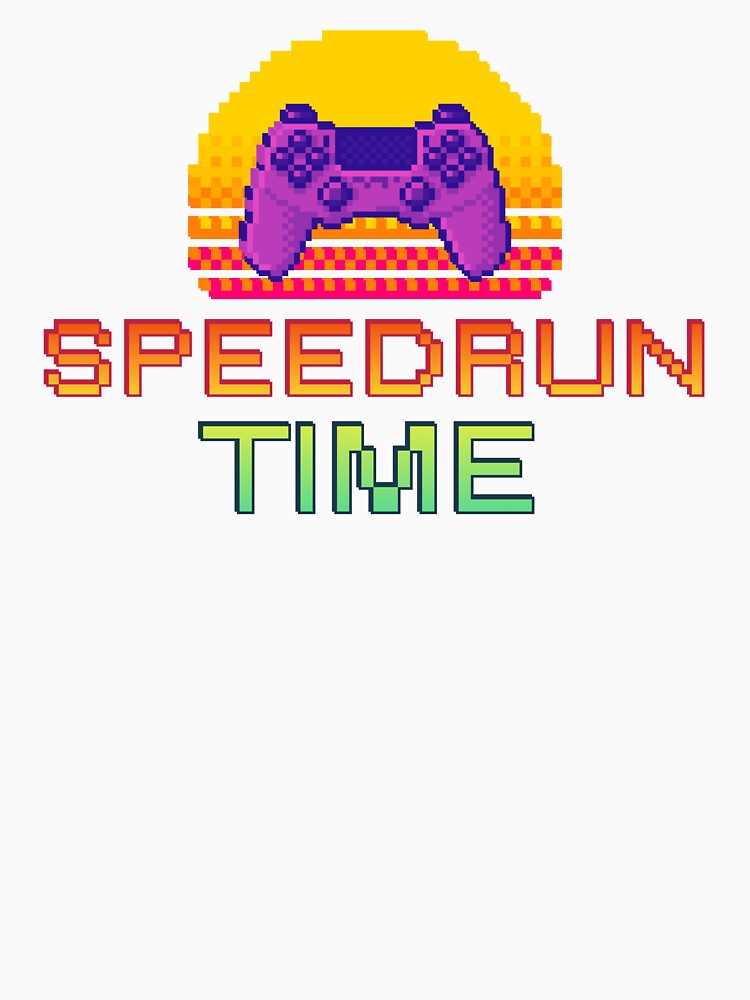 Speedrun Time Retro Sunset Controller – Pixel Art Gaming Style by PHRASEandSTYLE