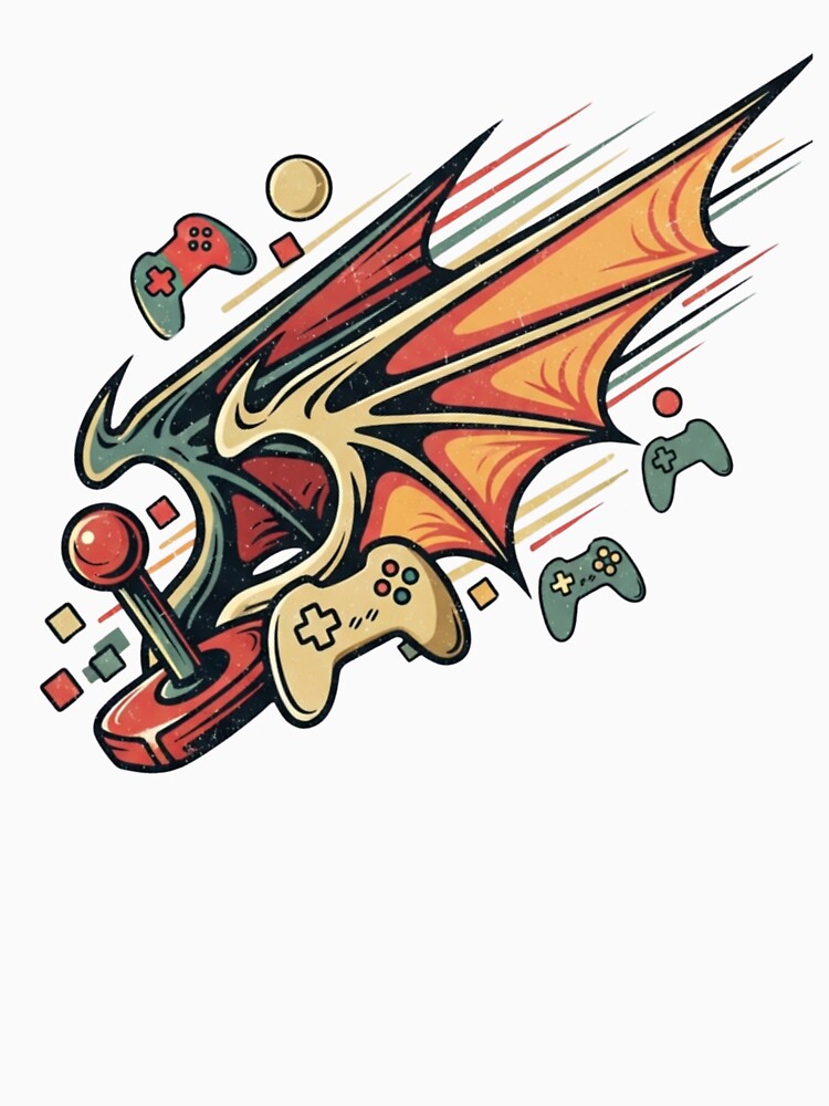 Dragon Gamer Retro Arcade Fantasy Art by Dzblack