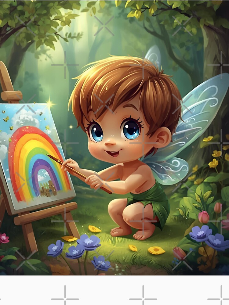 Little tree elf paints a rainbow by SimonsDesignArt