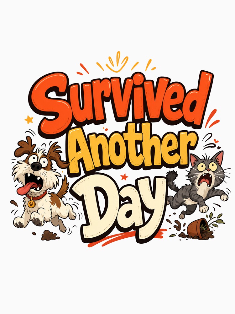 Survived Another Day Multi Pet Parent Funny T-Shirt by Ashley critters
