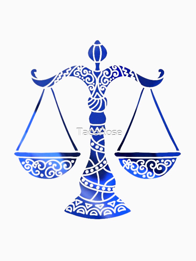 Libra Zodiac Symbol Silhouette Design With September Birthstone Sapphire Background by TacoRose