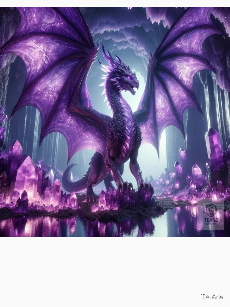 Crystal Amethyst Dragon - Guardian of Spiritual Power and Healing by Te-Ane