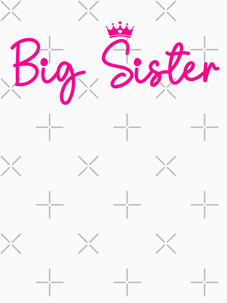 Big Sister Typography Crown Design – Promoted to Big Sister Pink Script Quote by Happy'CLICK'