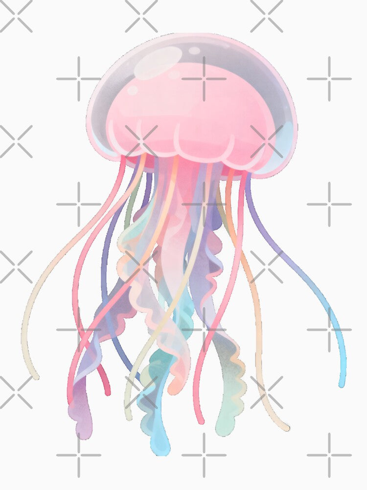 Pastel Pink Jellyfish - Dreamy Ocean Animal Illustration by RudArtAI