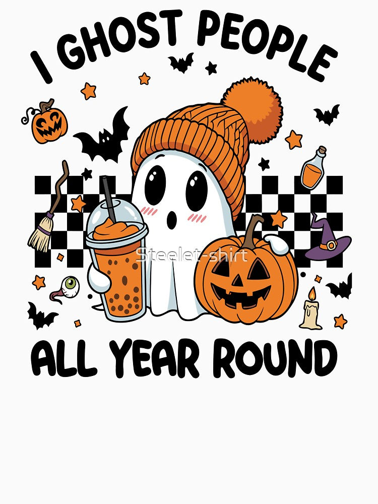 I Ghost People All Year Round Funny Halloween Ghost by Steele-Art