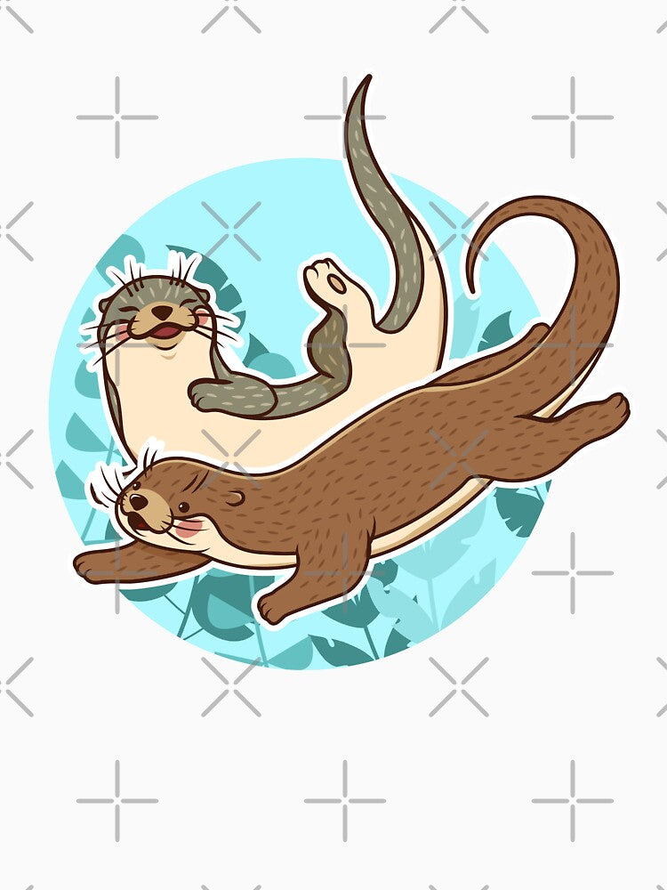 significant otters - otters holding hands by exponentialart