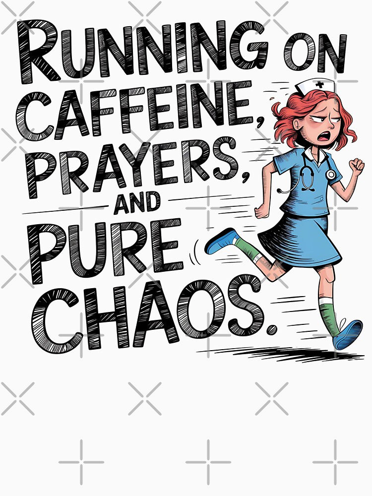 Running on Caffeine, Prayers and Pure Chaos | Funny Student Nurse by CuteDesignables