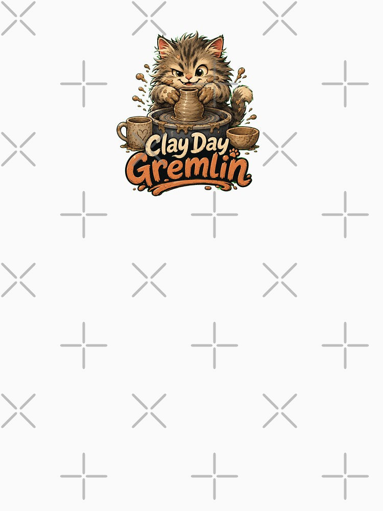 Clay Day Gremlin Cute Cat Pottery Wheel Artist Design by Cascio311