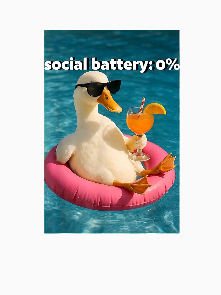 Social Battery 0 Funny Goose Introvert Low Energy Humor T-Shirt by gidget-gadget