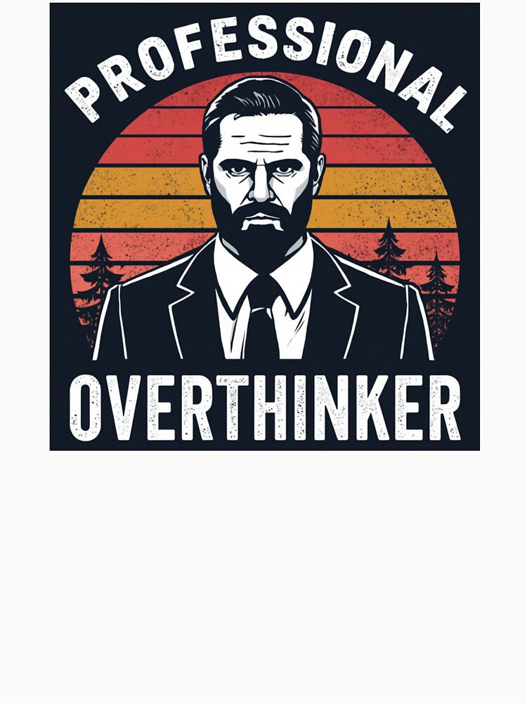 Professional Overthinker - Retro Sunset Business Man by LittleDreamInk