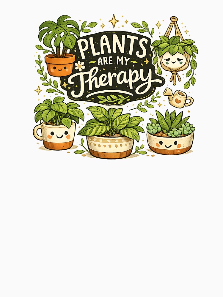 Plants are my therapy – Rustic hand-drawn botanical design by Gletschie