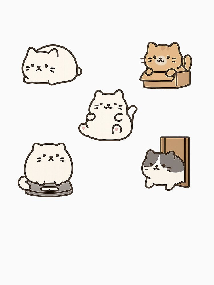 Chonky Cats – Kawaii Loaf, Melty & Box Cat Die-Cut Sticker Sheet by Tripconic